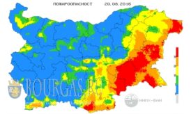 20 августа 2016 года Пожарная опасность в Болгарии