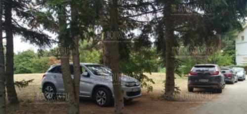 Множество авто паркуются в зеленых зонах Морского сада в Варне