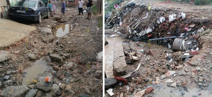 Ливень в Петриче смыл асфальт с улиц города