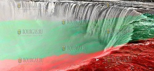Ниагарский водопад в цветах болгарского флага