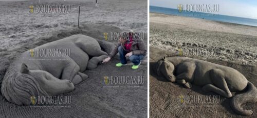 На пляже в Бургасе появилась фигура спящей лошади
