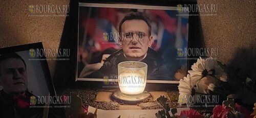 Цветы в память о Навальном в Бургасе