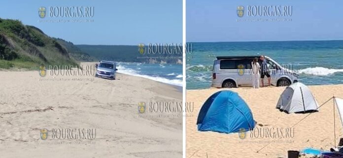 Микроавтобус сел на мель на пляже в Болгарии