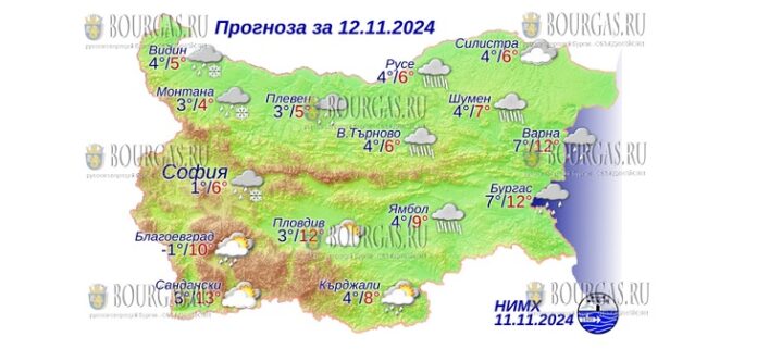 12 ноября 2024 года погода в Болгарии