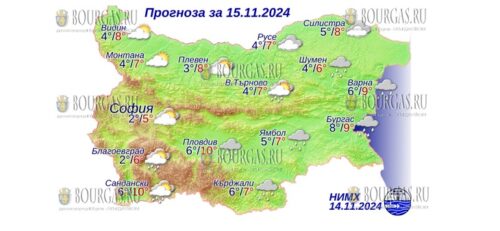 15 ноября 2024 года погода в Болгарии