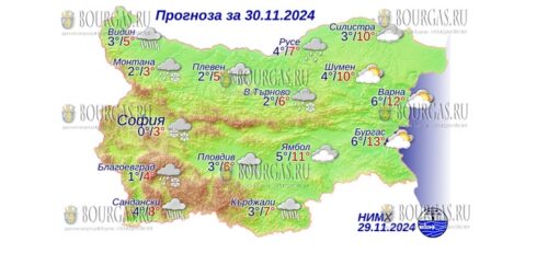 30 ноября 2024 года погода в Болгарии