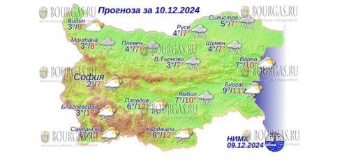 10 декабря 2024 года погода в Болгарии