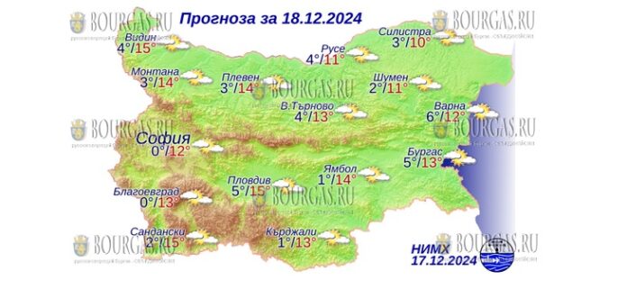 18 декабря 2024 года погода в Болгарии