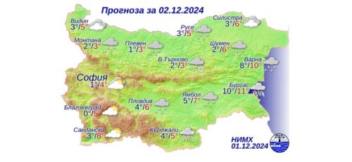 2 декабря 2024 года погода в Болгарии