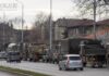 Военный конвой на оживленных улицах Добрича