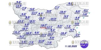 11 февраля - минимальные температуры в Болгарии