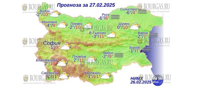 27 февраля 2025 года погода в Болгарии