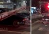 Столб в Варне упал на проезжающий автомобиль
