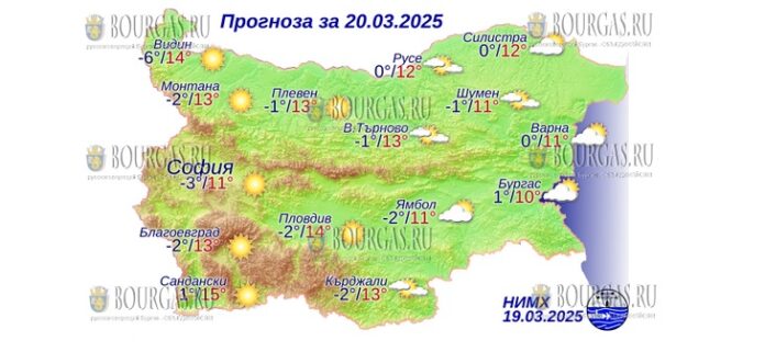 20 марта 2025 года погода в Болгарии