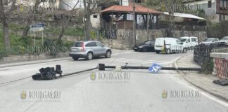 ураганный ветер свалил светофор в Велико Тырново