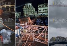 в Бургасской области упал 50-метровый строительный кран