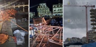 в Бургасской области упал 50-метровый строительный кран