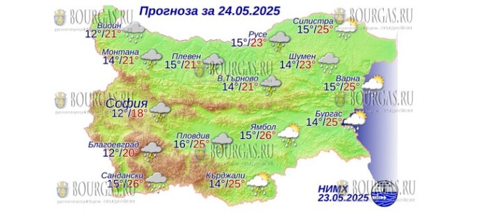 24 мая 2025 года погода в Болгарии