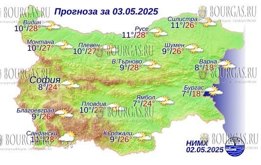 3 мая 2025 года погода в Болгарии