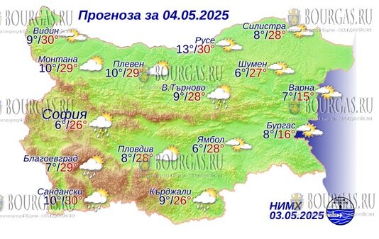 4 мая 2025 года погода в Болгарии
