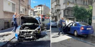 В центре Бургаса загорелся автомобиль