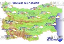 17 августа 2025 года погода в Болгарии