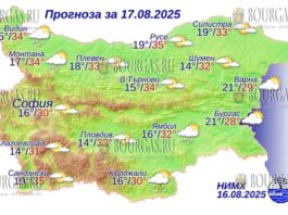 17 августа 2025 года погода в Болгарии