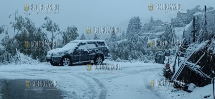 в Родопах в Болгарии местами выпало 15 сантиметров снега