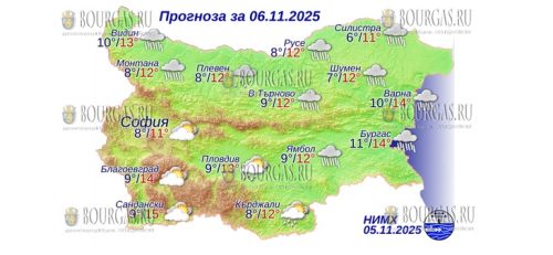 6 ноября 2025 года погода в Болгарии
