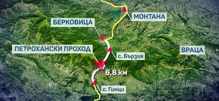 на скоростной автомагистрали Монтана-София постоят туннель, на сегодня существуют три варианта строительства туннеля под перевалом Петрохан